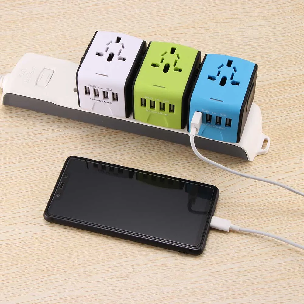 1 шт. Универсальный адаптер для зарядного устройства путешествий с 4 USB