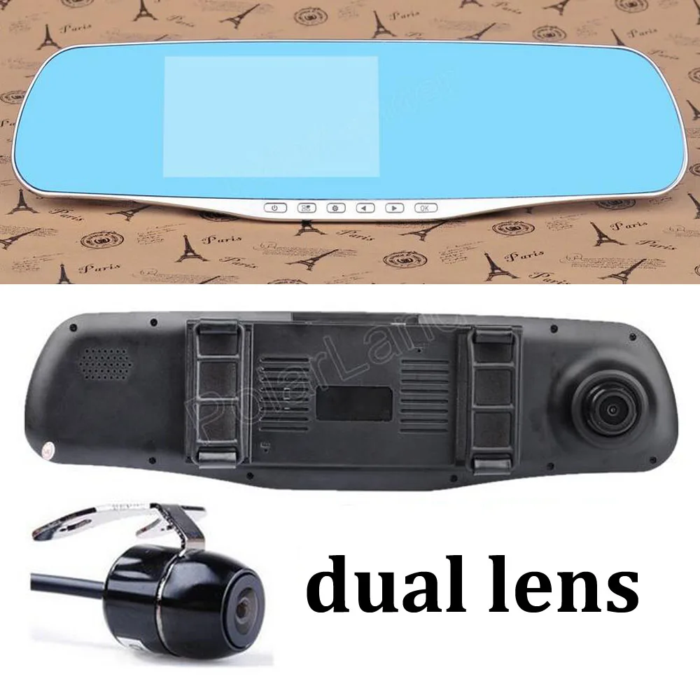 

4.3 Inch Full HD 1080P dual lens Review Mirror Car DVR rear Camera camcorder dash cam G-Sensor video recorder digital zoom