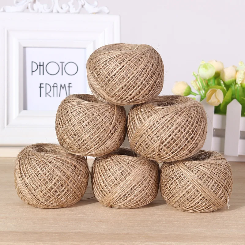 

Natural 100M Useful Burlap Hessian Jute Twine Cord Hemp Rope String Gift Packing Strings Event & Party Supplies Wedding Decor