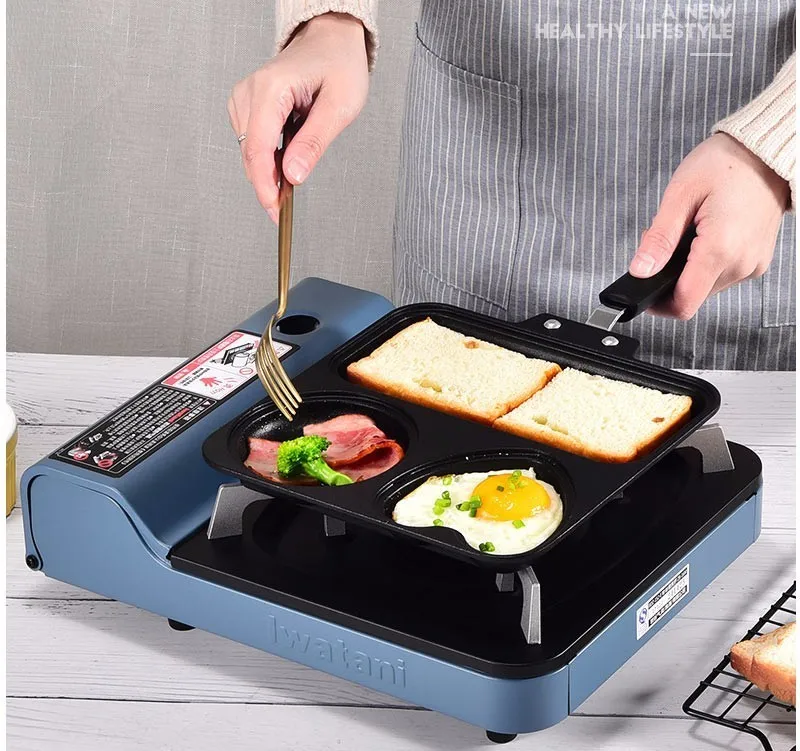 Multifunction Non-stick Frying Pan 3 in 1 Fry Pan Divided Grill Pan for All-in-One Cooked Breakfast Pot Fry Oven Meal Skillet