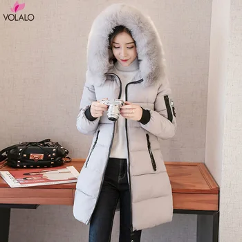 

New 2019 Winter Jacket Women Coats Artificial Raccoon Hair Collar Female Parka Black Thick Cotton Padded Lining Ladies S-3XXXL