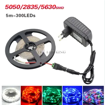 

LED Strip DC12V 60LEDs/m 5m/lot Flexible LED Light RGB RGBW 2835 LED Ribbon +Power Adapter AC110v/240v Strip Full Set