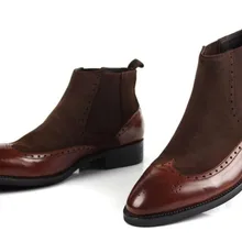 Коричневые мужские ботинки martin осень взлетно-посадочной полосы мотоботы ботильоны патч Замшевые слипоны резные Дерби пинетки Sapatos человек