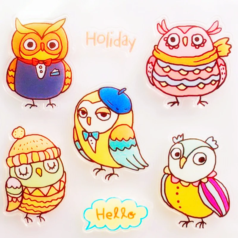 

YLCS425 5 Owls Silicone Clear Stamps For Scrapbooking DIY Photo Album Cards Decoration Craft Transparent Stamp Clear Stamp New