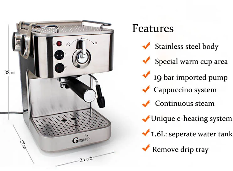 Gustino 19bar Coffee maker Semi automatic Espresso machine with