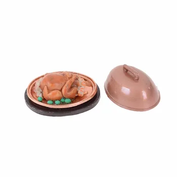 

Kids 1:12 Dollhouse Miniature Food Christmas Turkey With Lid Pretend Play Kitchen Toys New Arrival