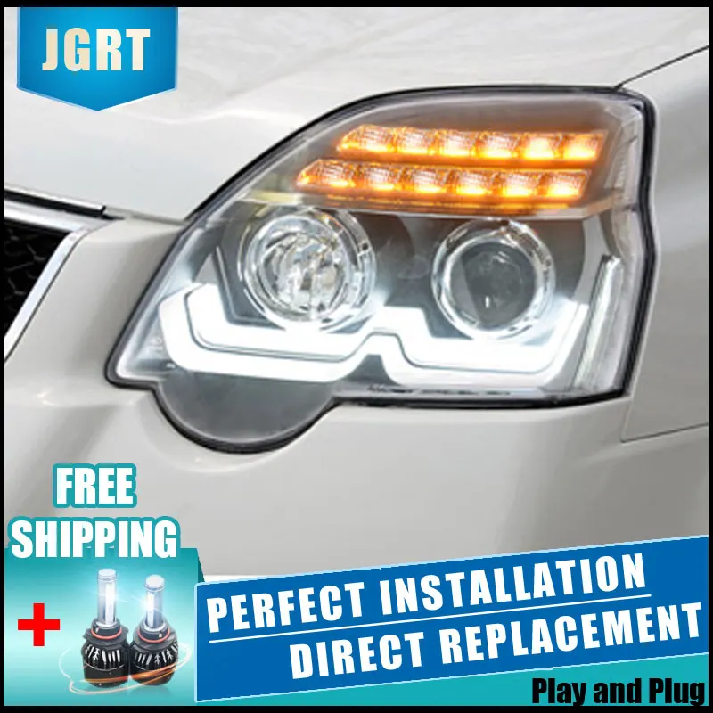 

2PCS LED Headlights For Nissan X-Trail 2012-2013 Car Led Lights Double Xenon Lens Car Accessories Daytime Running Lights