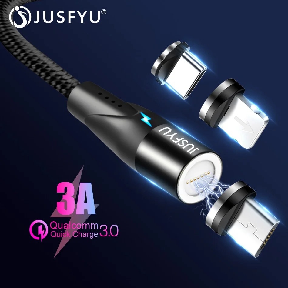 

Mobile Phone 3A Magnetic Cable Charger 1m Micro USB Cable Type C Plug for iPhone XS XR X Samsung S8 S9 Huawei Fast Charging 3.0