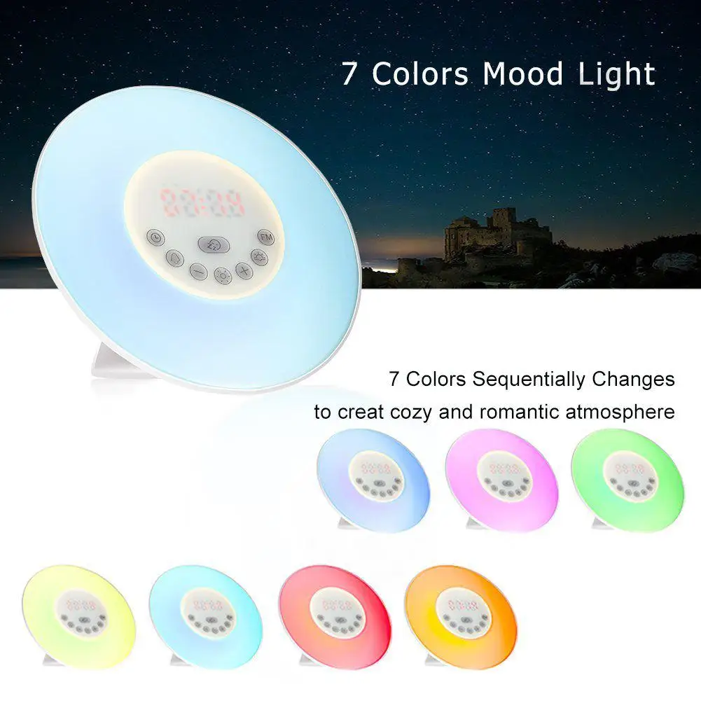 SOLLED Wake Up Light восхода моделирования будильник ночник ночники с 7 цветов затемнения Яркость звуки природы