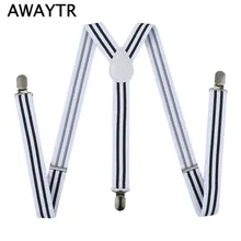 Suspensorio Adulto мужские s 2,5 см регулируемые брюки на подтяжках с 3 клипсами Белые Черные Полосатые Эластичные подтяжки для мужчин