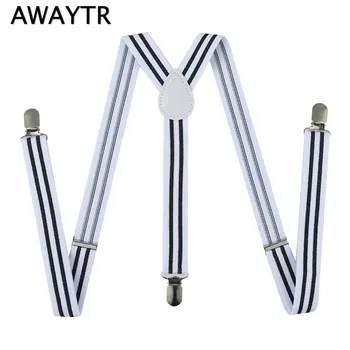 

Suspensorio Adulto 2017 Mens 2.5cm Adjustable Trousers Suspender 3 Clip White Black Striped Elastic Suspenders Braces for Men