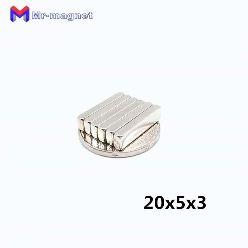 50 шт 20x5x3 мм супер мощный небольшой Неодимовый магнит блок постоянного N35 NdFeB сильный кубовидной Магнитная магниты 20 мм * 5 мм * 3 мм
