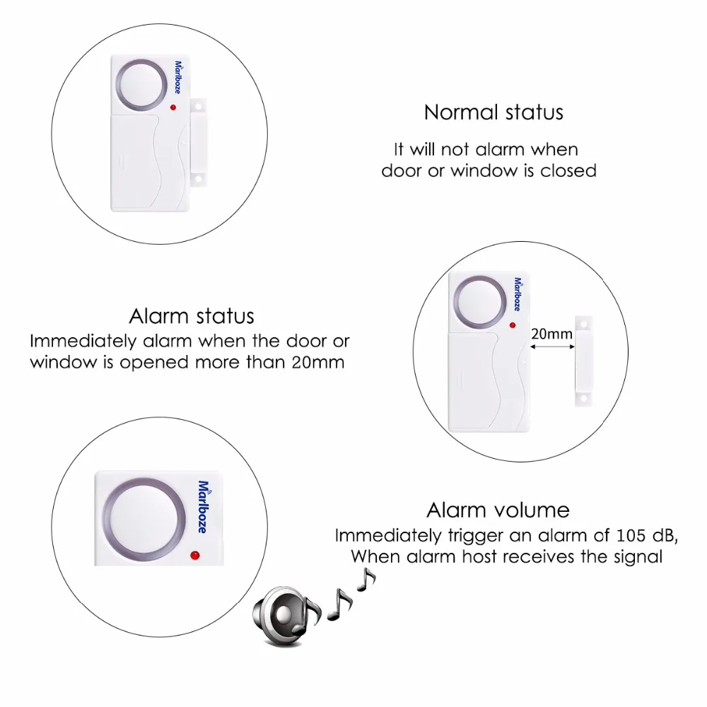 Puerta ventana entrada seguridad ABS inalámbrico Control remoto puerta Sensor alarma Host sistema de alarma de seguridad antirrobo hogar Kit de protección