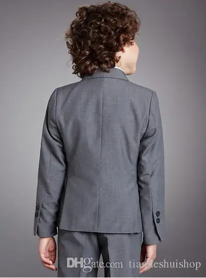 Костюм для мальчика на свадьбу на заказ детский повседневный костюм с двухконечным лацканом серый костюм с пуговицами из 3 предметов(пиджак+ брюки+ рубашка
