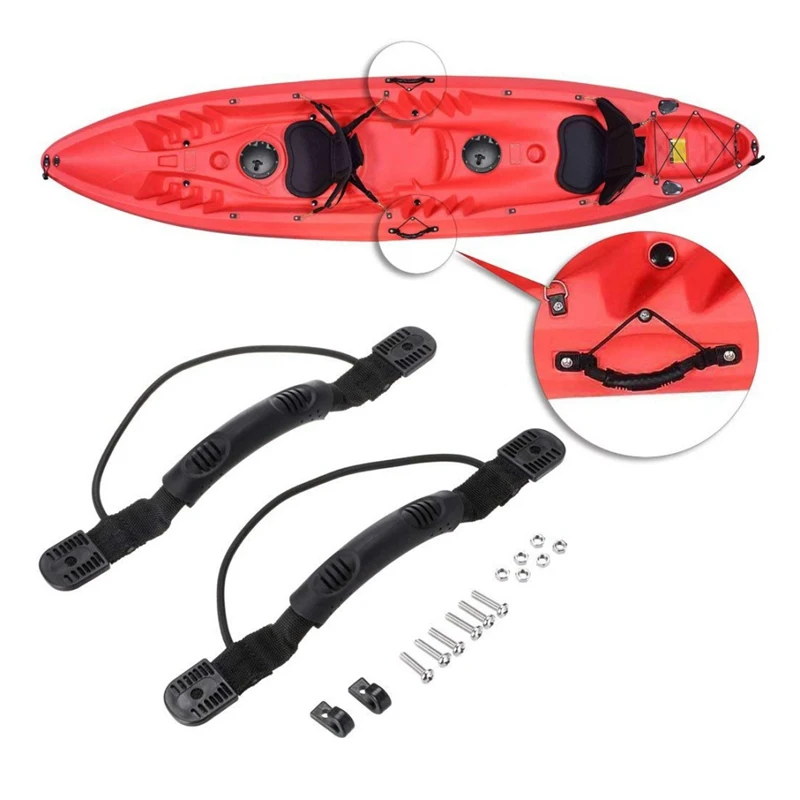 

1 pair Kayak Canoe Handles Boat Side Mount Carry Handle with Bungee DIY Canoe Accessories Kayak side Outdoor Sport Accessories
