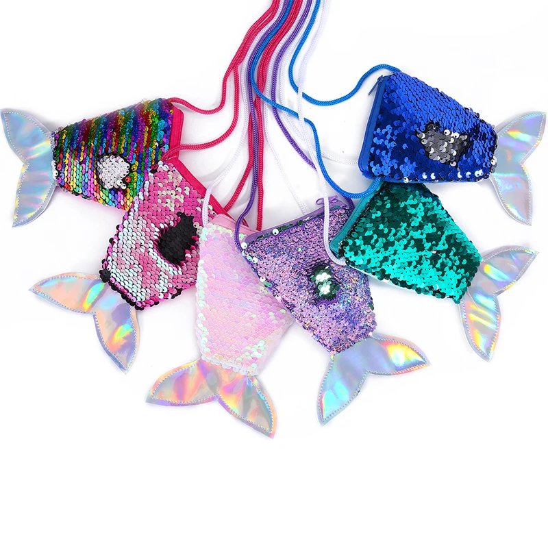 

Mermaid Tail Handbag Small Crossbody Bags For Girls Colorful Sequins Coin Purse Baby Girls Chirstmas Gift Pouch Drop Shipping