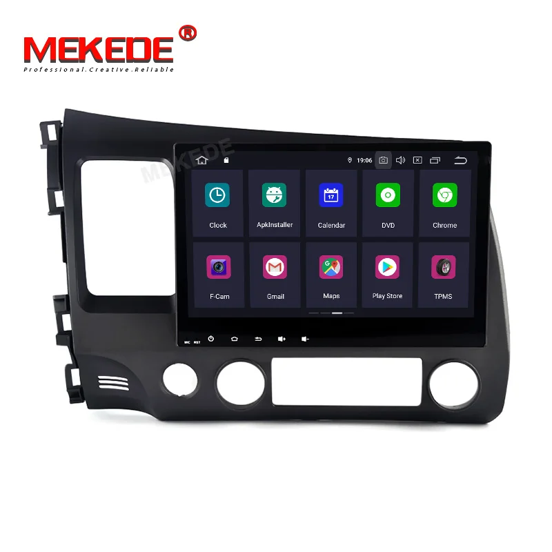 Flash Deal Mekede 10.1 Inch 2Din Android 9.0 Car Radio Quad-Core HD 1024*600 Tochscreen GPS Multimedia Player For 2006-2011 Honda Civic 3