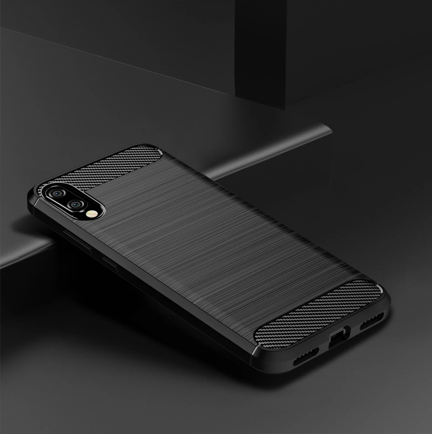 Чехол из углеродного волокна Huawei Y6 Pro 2019 мягкий силиконовый защитный чехол-бампер