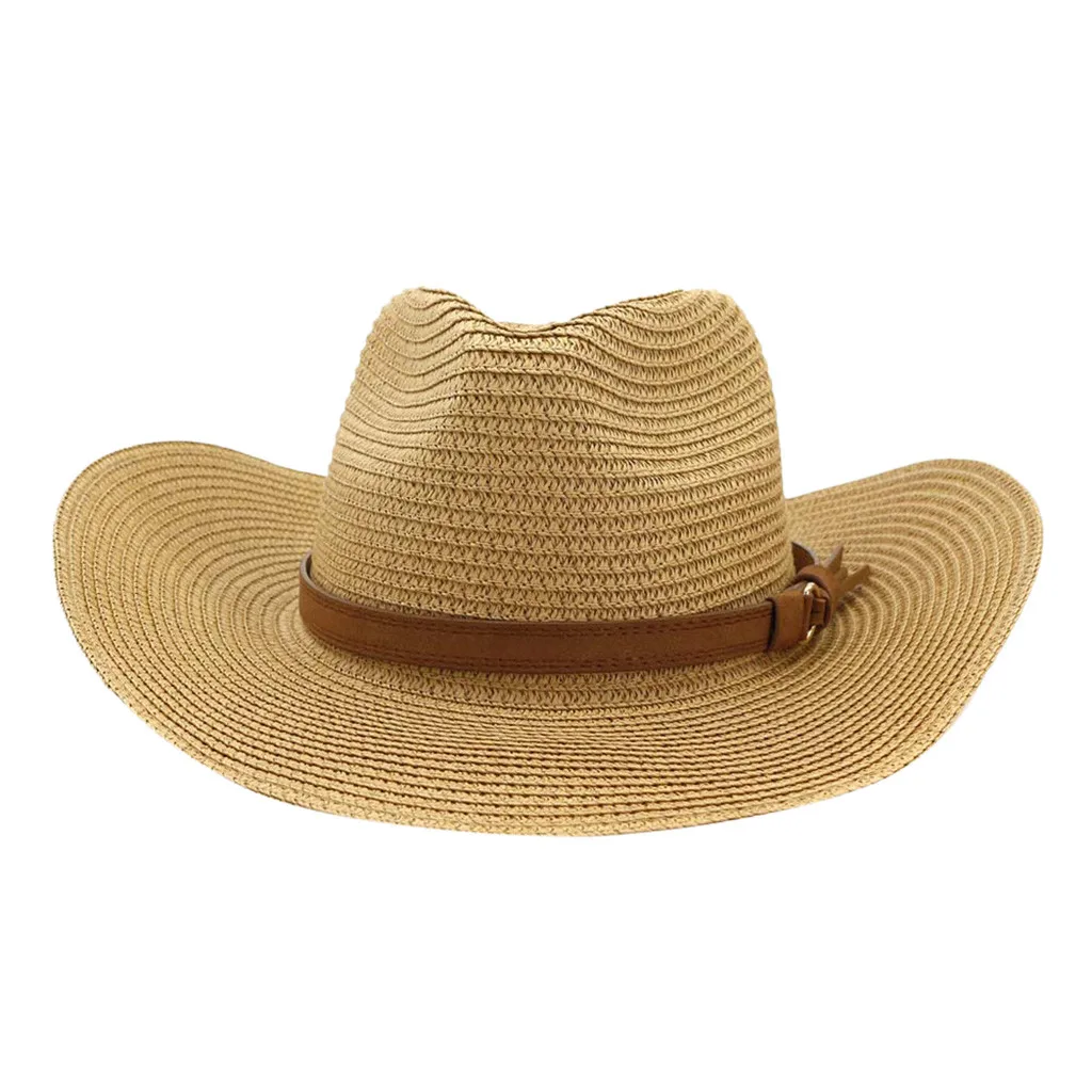 Новая модная кепка Для мужчин Для женщин ковбойская соломенная в ковбойском стиле широкие Дикий Запад пляжные кепки шляпы замшевые ковбойские штаны кепки Z4