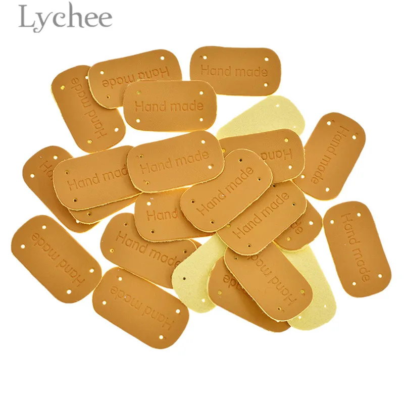 Lychee Life 20 шт. бирки из искусственной кожи ручной работы прямоугольная этикетка с