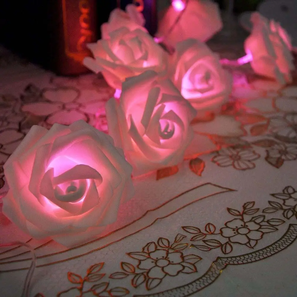 20 Led Rose Flower String Light Valentine S Day Gift 20 Led Rose Flower String Light Valentine S Day Gift Docoration Bedroom Decor Pink Apj