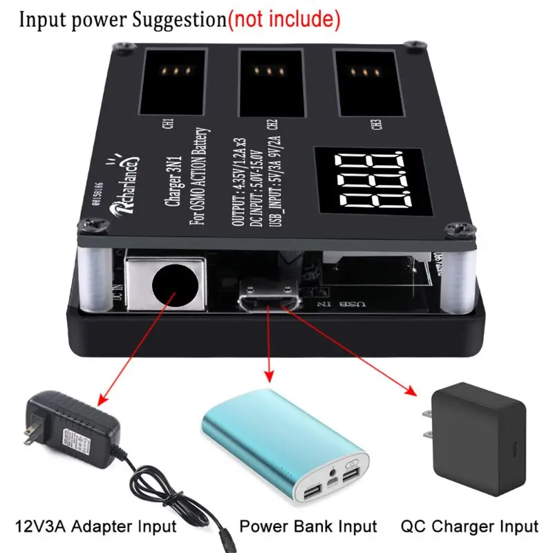 3 usb порта литиевая батарея зарядное устройство 3 в 1 зарядный концентратор для DJI OSMO ACTION S порты камера адаптер Аксессуары