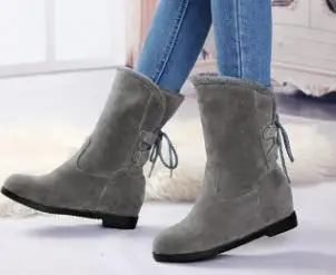 

2018 new European and American solid color casual boots with bow flat bottom