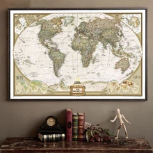 Mapa del mundo Vintage decoración del hogar cartel antiguo Tabla de pared papel Retro papel Kraft mate 28*18 pulgadas mapa del mundo sin marco