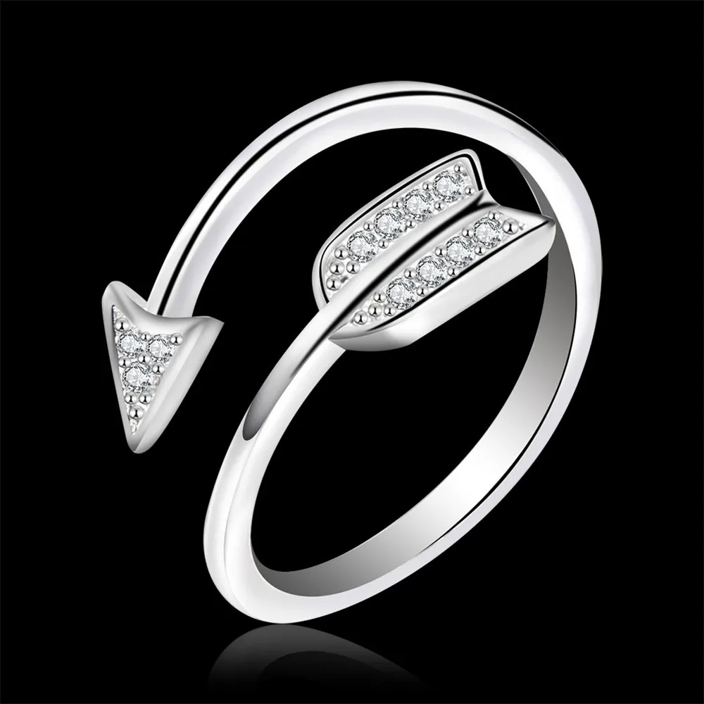 

Adjustable ring for women Fashion silver arrow crystal rings Female Couple love Jewelry Girls Wedding Bands Party Ring gifts