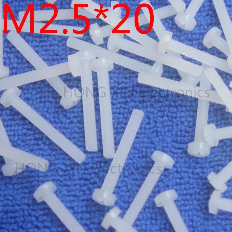 

M2.5*20 White 100pcs Round Head nylon Screw 20mm plastic screw Insulation Philips Screw brand new RoHS compliant PC/board DIY