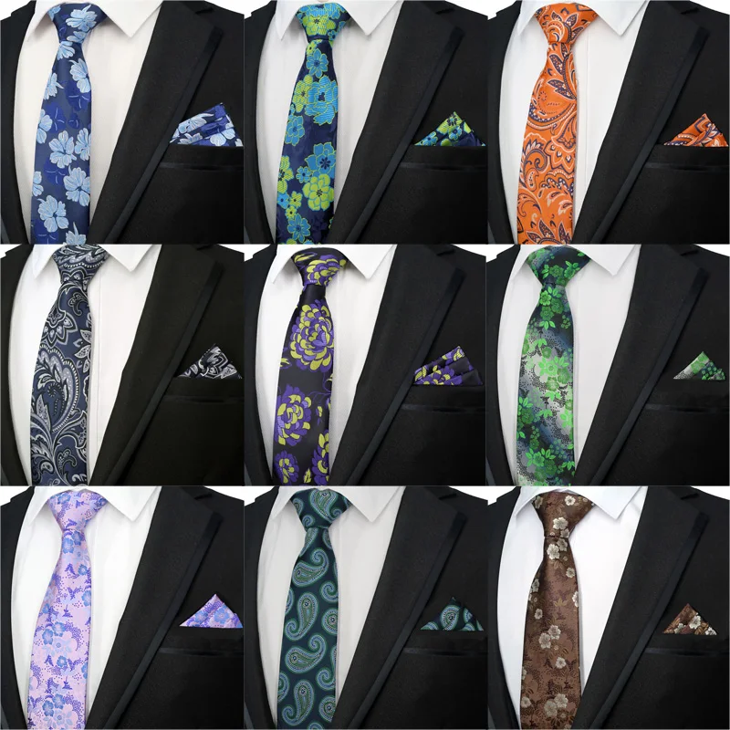 

VIP Tie Set Classic Men's 100% Silk Business Wedding Jacquard Flowers Ties Handkerchief Sets Pocket Square Necktie Accessories