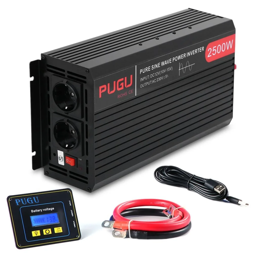 

Newest 2500W 5000W Pure Sine Wave Inverter 12V To 230V Power Converter Automobile Transformer Car Accessories EU Socket
