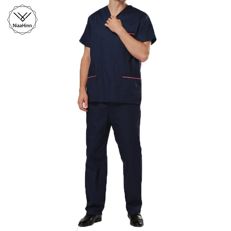 Мужская Хирургическая Одежда с v-образным вырезом и коротким рукавом, салонная одежда для больниц, летние медицинские скрабы для мужчин