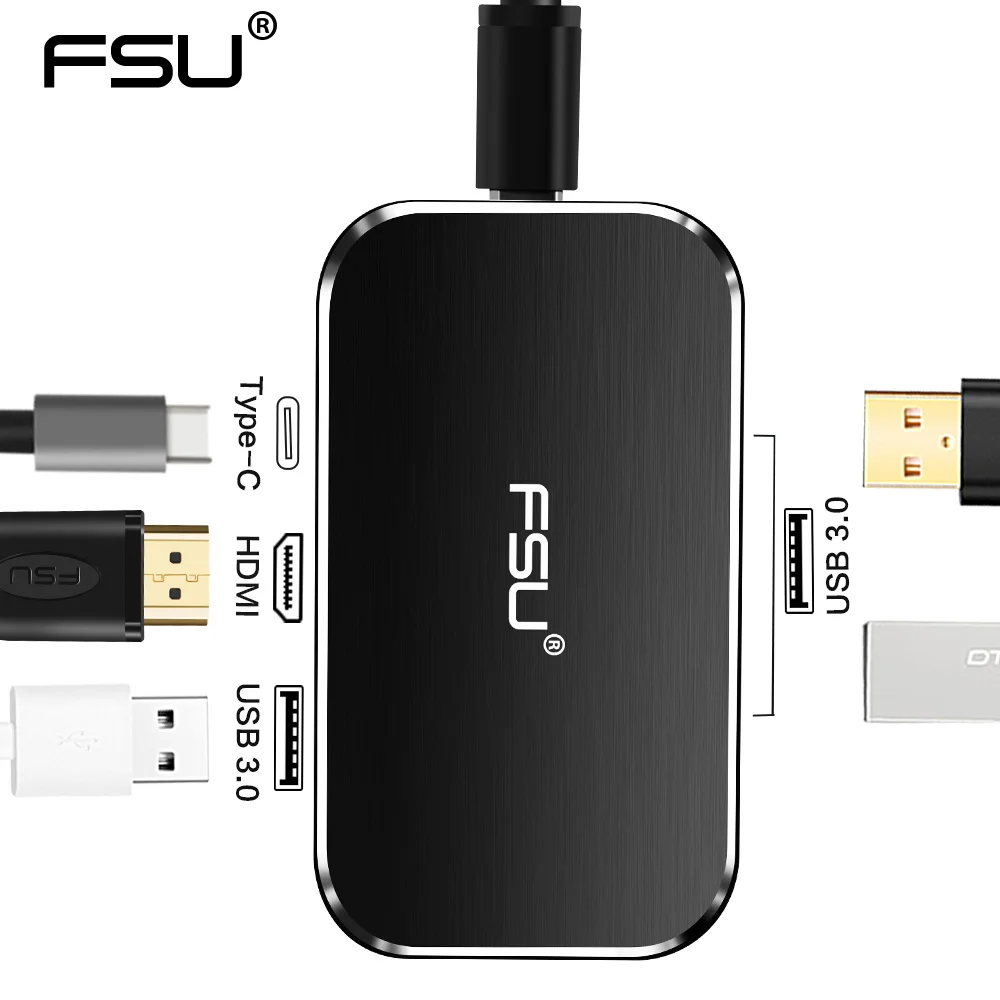 

5x1 Port Thunderbolt 3 type-c Hub Adapter with fast Charging 4K 1080P USB to HDMI TYPE-C To USB Connector for Macbook matebook