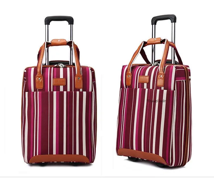 Chupermore 20 дюймов Оксфорд сумки на колёсиках набор Spinner для женщин бренд чемодан колеса в полоску носить на дорожные сумки