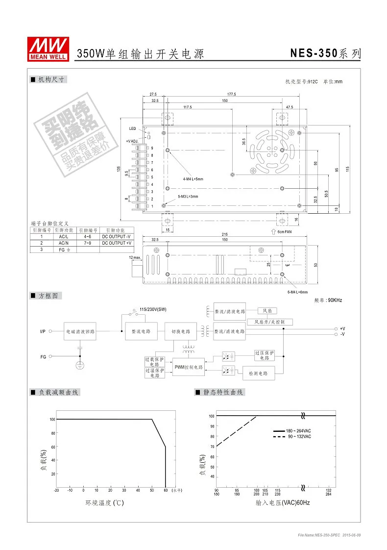 Mean well NES-350-24 коммутации Питание 24V14. 6A350W высокое Мощность промышленных DC модуль