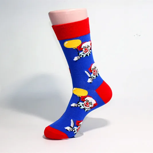 Новинка, модные мужские носки в стиле хип-хоп из чёсаного хлопка, тренд, Harajuku, Marvel, клоун, курица, скейтборд, счастливые носки, забавные носки, EUR39-46 - Цвет: Слоновая кость