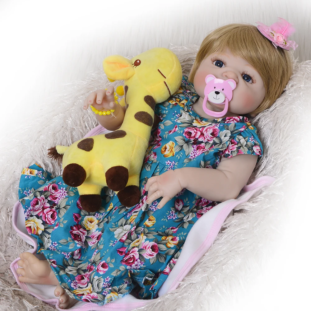 

23 Inch Lifelike Reborn Bonecas 55 cm Full Silicone Vinyl Reborn Baby Girl Doll Realistic Baby Toy For Kids Gift Early Education
