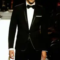 Custom Made to Measure men's BESPOKE suit,BESPOKE black wedding tuxedo with black satin collar edge,Tailored tuxedo