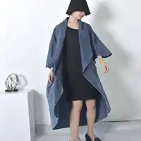 LANMREM 2018 Autumn New Fashion long sleeve Pocket Windbreaker Woman Bat Sleeve Cotton Cowboy Loose Coat Women W0205