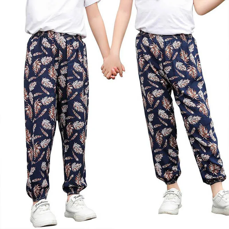 

2-13Y New Summer Children Pants Anti-mosquito Pants Boys Printed Girls Harem Pants Kids Joggers Teenager Trousers Baby Clothing