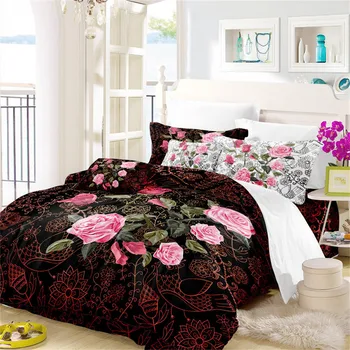 

Rose Floral Bedding Set Bird Lotus Pattern Duvet Cover Set Girls Romantic Bedding Twin Full Queen King Bedclothes Pillowcase D35
