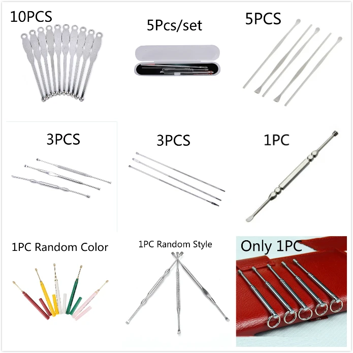 Professional Stainless Steel Silver Earpick Wax Remover Curette Cleaner Ear Wax Health Care Earpick Tool  Design Random
