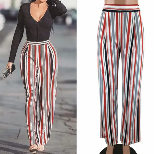 Women Ladies Wide Leg High Waist Long 