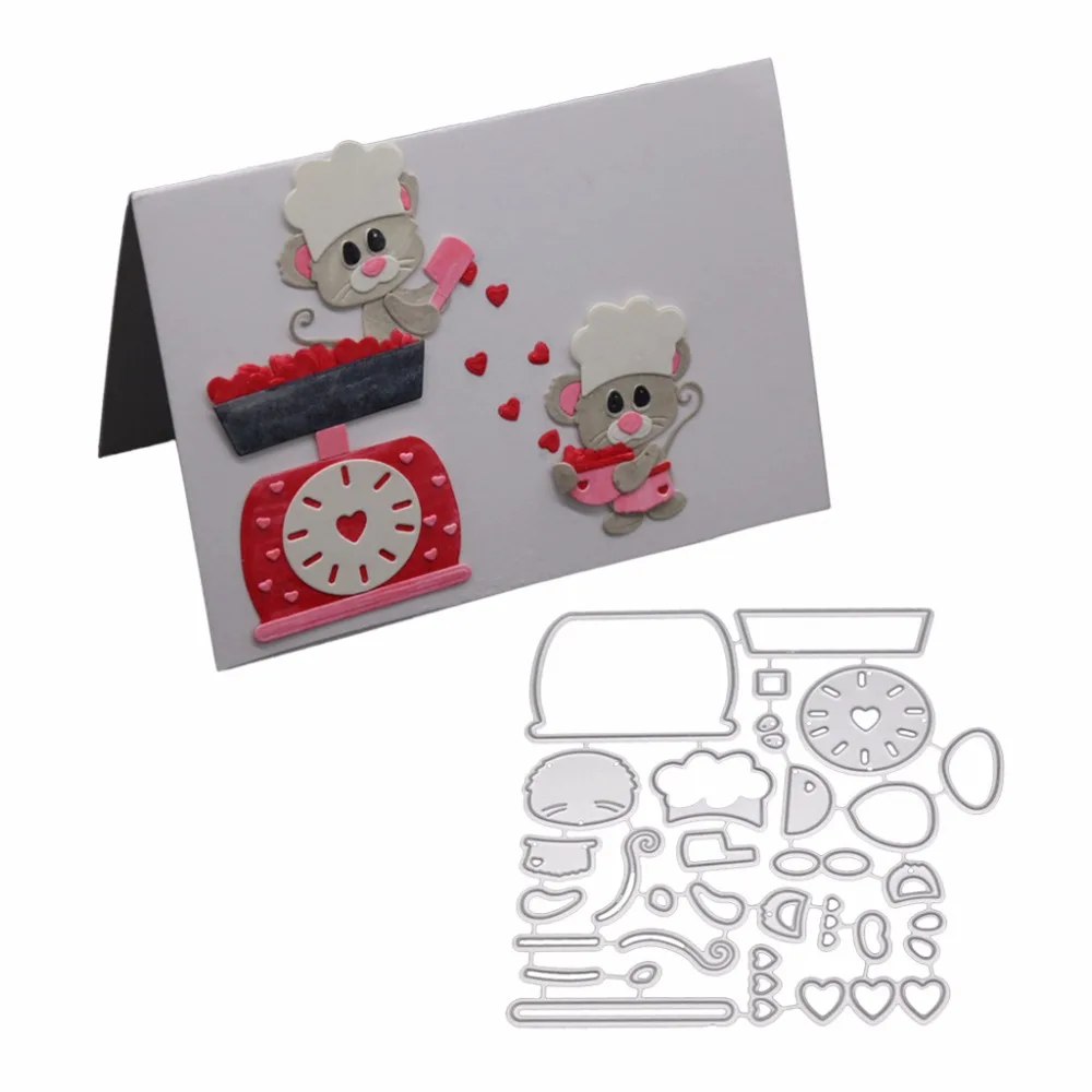 

Cooking Mouse Metal Cutting Dies Stencil DIY Scrapbooking Album Stamp Paper Card Embossing Craft Decor