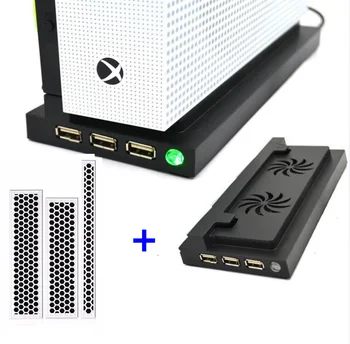 

X-one S cooling Fan stand Base Holder Cooler Vertical Stand 2 Cooler USB HUB + DIY Dust Proof Kit For x-one Slim Xbox One Slim