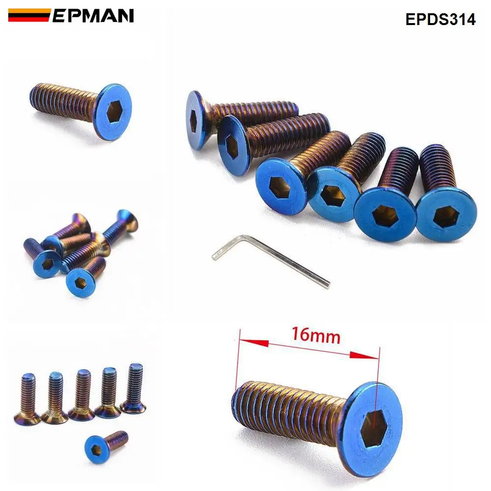 Epman 6 шт. сгоревший титановый(neoхром) m5x20 Комплект болтов для рулевого колеса в основном для рулевого колеса EPDS314 EPDS315