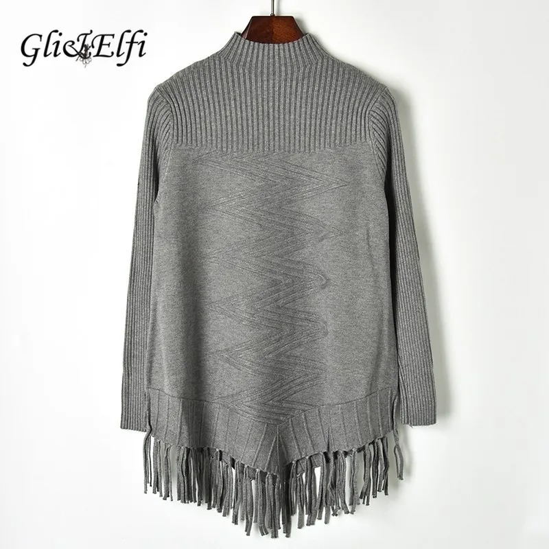 

Women Solid Sweater Casual Lady 2018 Autumn Winter Tassel Hem Dark Flower Stripe Knitted Long Tops Jumper Elastic Loose Pullover