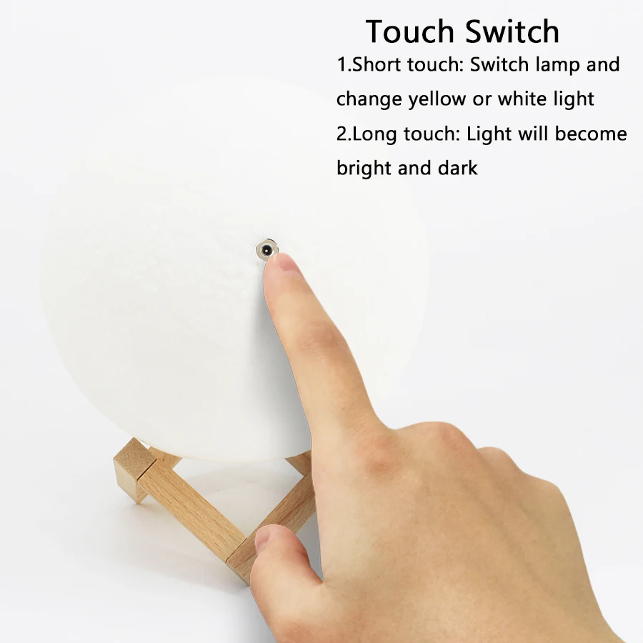  3D Print Rechargeable Moon Light Lamp Touch Switch LED Lunar Night Light Children Bedroom Night Lam - 32894936330