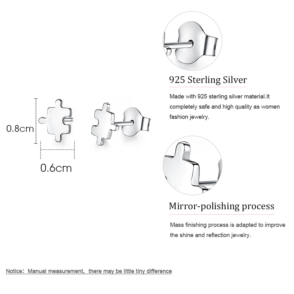 ELESHE New Arrival Genuine 925 Sterling Silver Game Puzzle Stud Earrings Geometric Earings Sterling Silver Jewelry